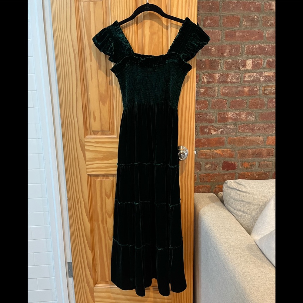 Hill House Home Ellie Nap Dress Emerald Velvet XS
